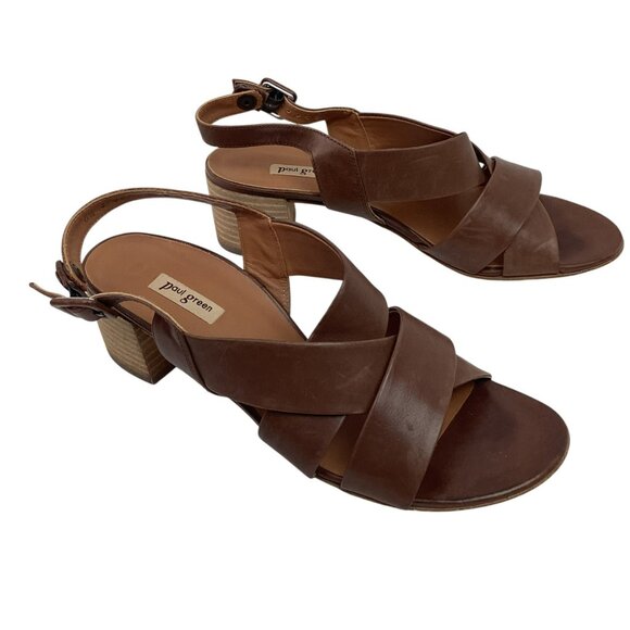 Paul Green Reese Slingback Womens 9 Brown Leather Sandals Criss Cross Straps - Picture 7 of 16
